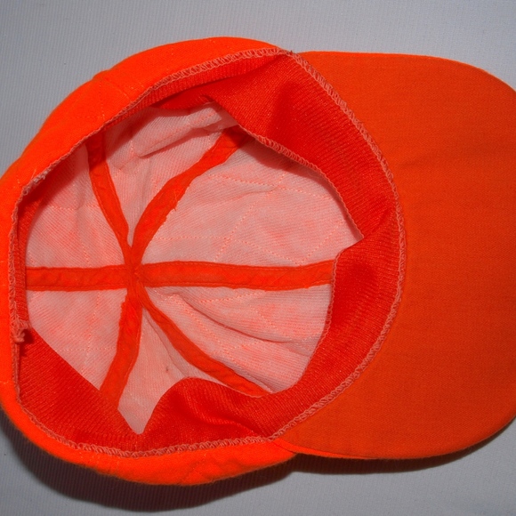 Quilted Orange Safety Hat Hunters Hat Roll up soft brim to shove in your pocket - Picture 4 of 4